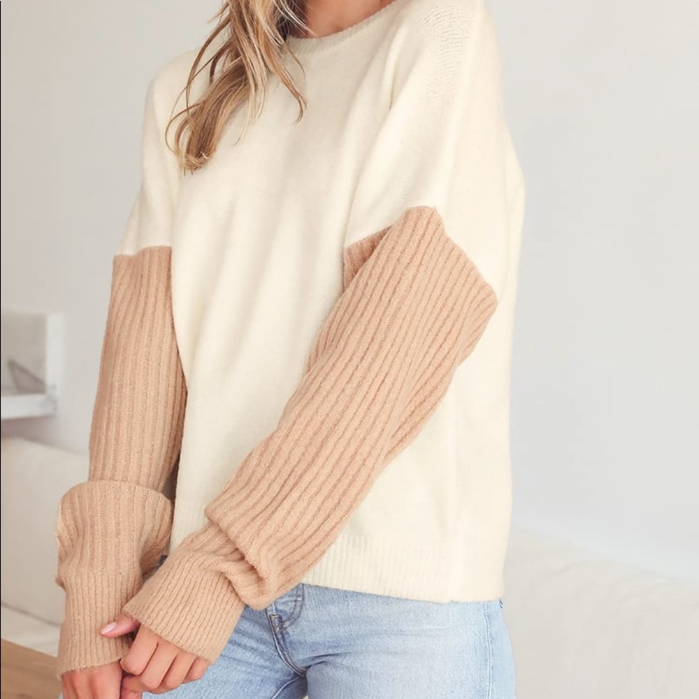 NEW beige and white sweater!